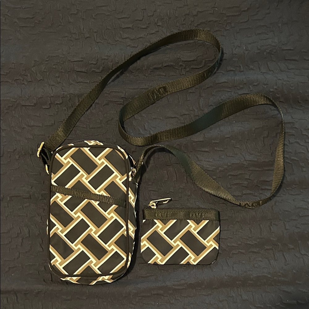 Diane Von Furstenberg Black and Tan Crossbody Bag